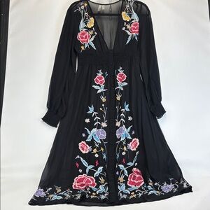 ASOS Floral Embroidered Black Sheer Maxi Size 6